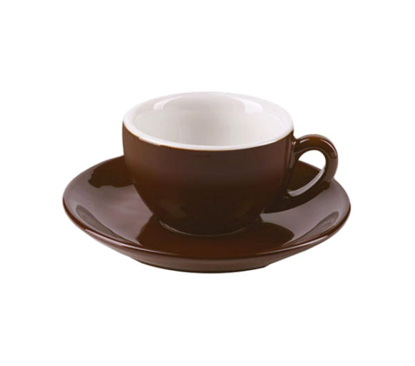 Dark Brown Espresso Cup / Saucer, I.P.A Aoste